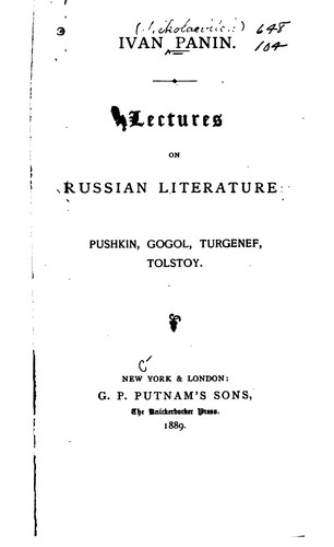 Cover for Lectures on Russian literature