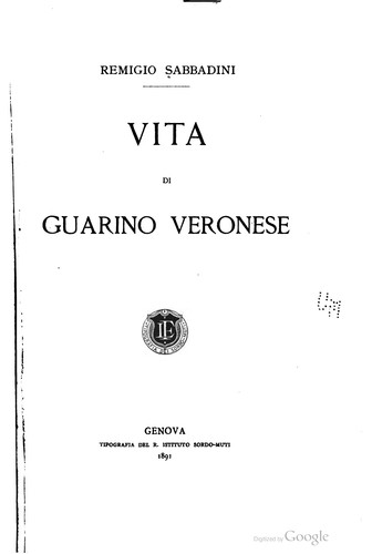Cover for Vita di Guarino Veronese