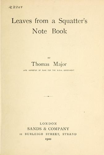 Cover for Leaves from a squatter's note book
