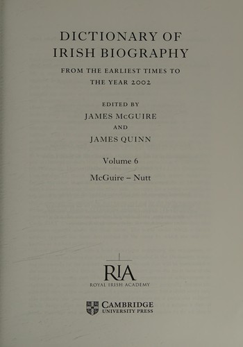 Cover for Dictionary of Irish biography