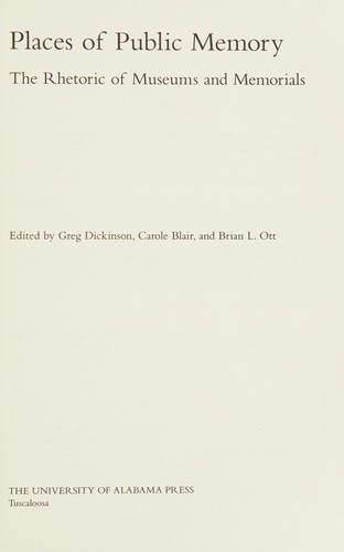 Cover for Places of public memory
