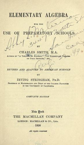 Cover for Elementary algebra for the use of preparatory schools