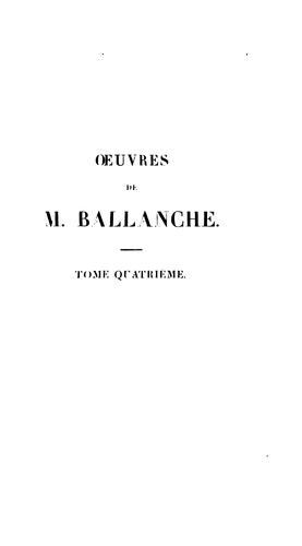 Cover for Oeuvres de M. Ballanche de l'Académie de Lyon...