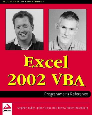Cover for Excel 2002 VBA Programmers Reference