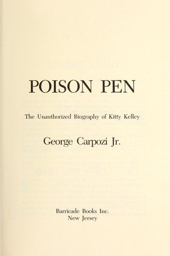 Cover for Poison pen : the unauthorized biography of Kitty Kelley