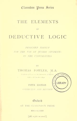 Cover for The elements of deductive logic