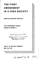 Cover for The First amendment in a free society