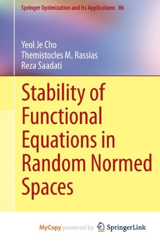 Cover for Stability of Functional Equations in Random Normed Spaces