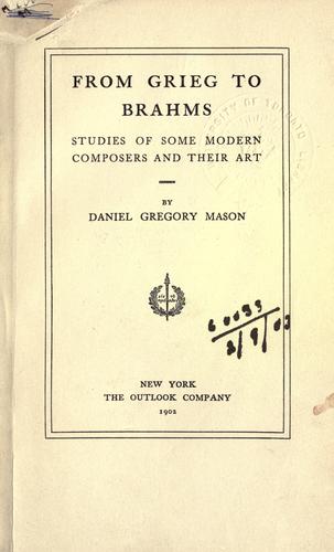 Cover for From Grieg to Brahms