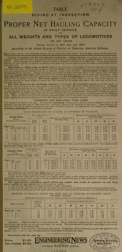 Cover for Table giving at inspection the proper net hauling capacity in daily service of all weights and types of locomotives on any grade ...