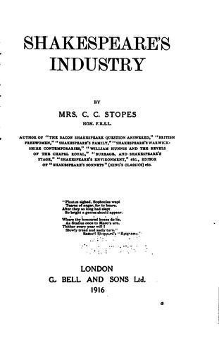 Cover for Shakespeare's industry