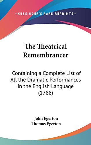 Cover for The Theatrical Remembrancer