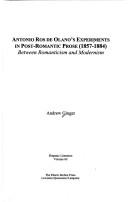 Cover for Antonio Ros De Olano's Experiments in Post-Romantic Prose, 1857-1884