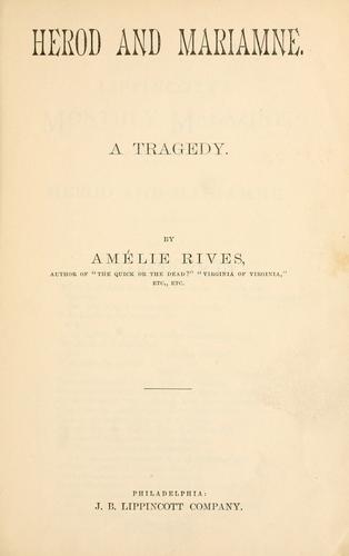 Cover for Herod and Mariamne