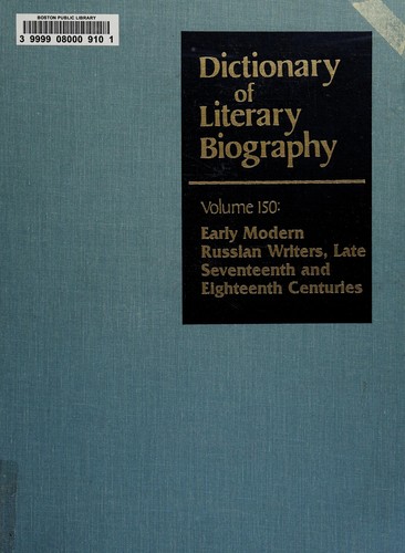 Cover for Early modern Russian writers, late seventeenth and eighteenth centuries