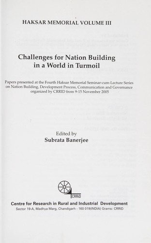 Cover for Haksar memorial volume