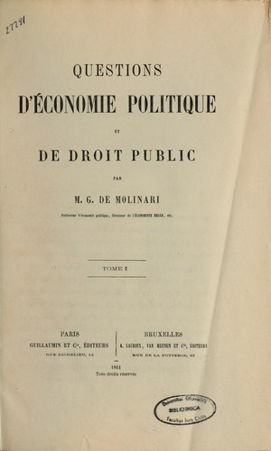 Cover for Questions d'économie politique et de droit public