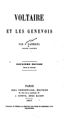 Cover for Voltaire et les Genevois