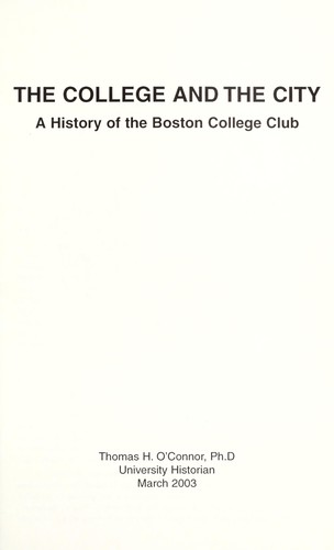 Cover for The College and the city