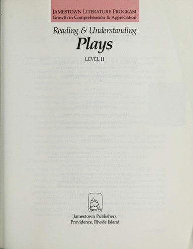 Cover for Reading & Understanding Plays: Level II (Jamestown Literature Program : Growth in Comprehension & Appreciation)