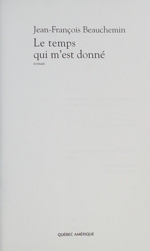 Cover for Le temps qui m'est donné