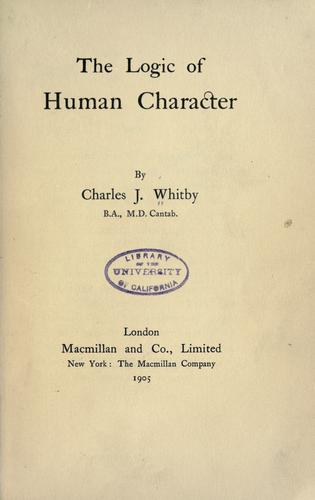 Cover for The logic of human character.