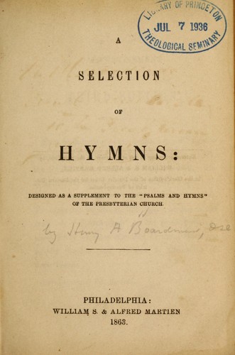Cover for A Selection of hymns