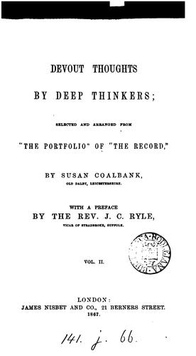 Cover for Devout thoughts by deep thinkers, selected from 'the portfolio' of 'The Record' by S. Coalbank