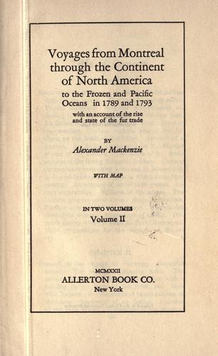 Cover for Voyages from Montreal through the continent of North America to the frozen and Pacific oceans in 1789 and 1793
