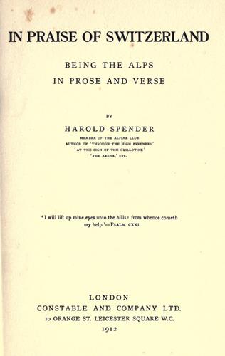 Cover for In praise of Switzerland