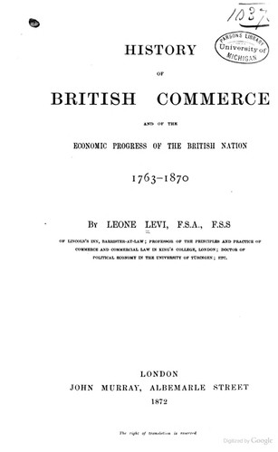 Cover for The history of British commerce