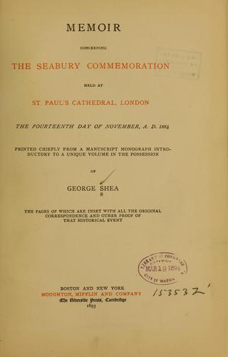 Cover for Memoir concerning the Seabury commemoration held at St. Paul's Cathedral, London, the fourteenth day of November, A. D. 1884.