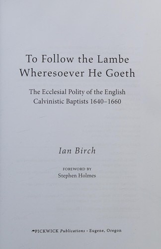 Cover for To Follow the Lambe Wheresoever He Goeth