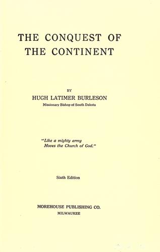 Cover for The conquest of the continent