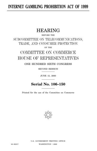 Cover for Internet Gambling Prohibition Act of 1999