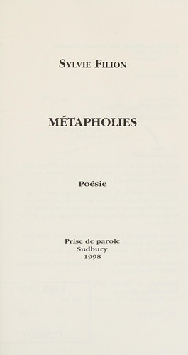 Cover for Métapholies