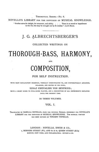 Cover for J.C. [!] Albrechtsberger's collected writings on thorough-bass, harmony, and composition, for self instruction