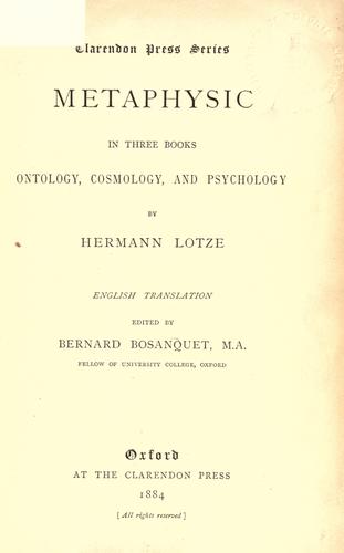 Cover for Metaphysic in three books