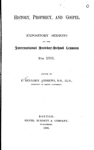 Cover for History, prophecy, and gospel