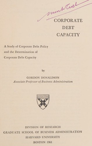 Cover for Corporate debt capacity;