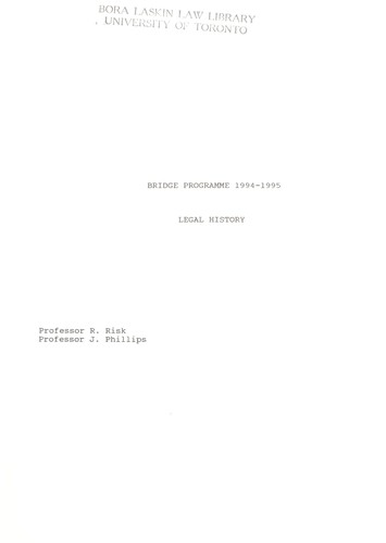 Cover for Legal history