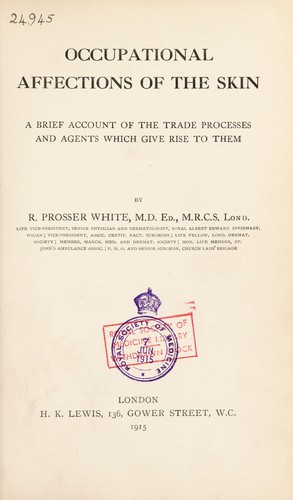 Cover for Occupational affections of the skin