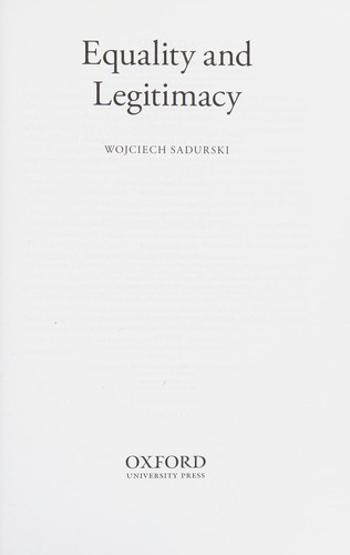 Cover for Equality and legitimacy