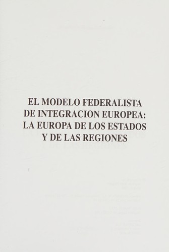 Cover for El modelo federalista de integración europea
