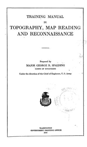 Cover for Training manual in topography, map reading and reconnaissance
