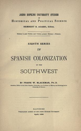 Cover for Spanish colonization in the Southwest