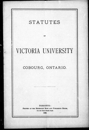 Cover for Statutes of Victoria University, Cobourg, Ontario