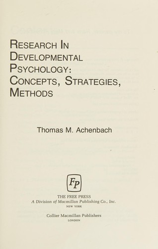 Cover for Research in developmental psychology