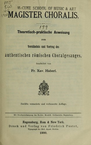 Cover for Magister Choralis