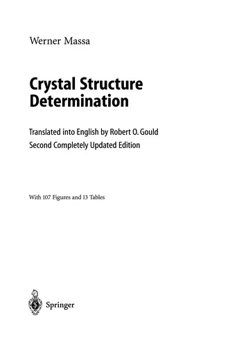 Cover for Crystal Structure Determination